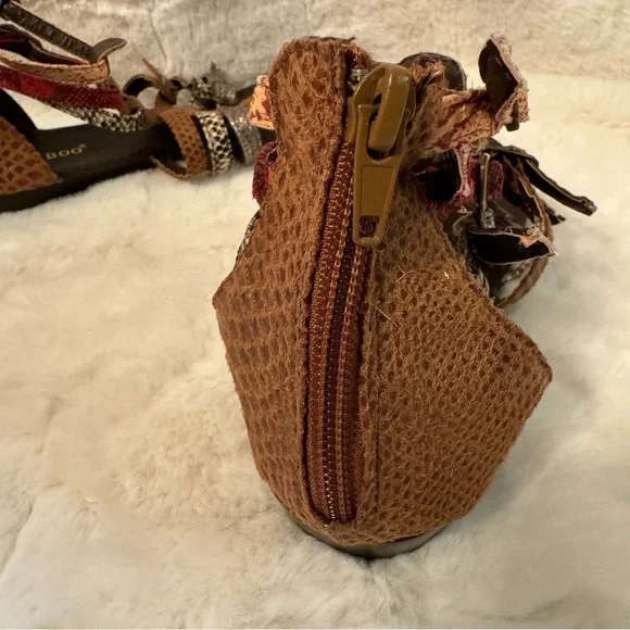 Bamboo Leather Strappy Gladiator T-Strap Sandals. Size 7.5. Snake print NEW - Picture 11 of 15